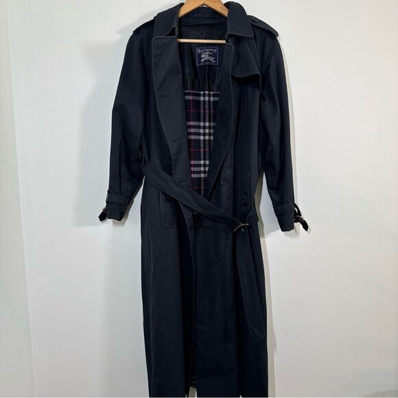 Burberrys Navy Blue Women's Double Breasted Lined Trench Coat Size 10 Long - Picture 1 of 15